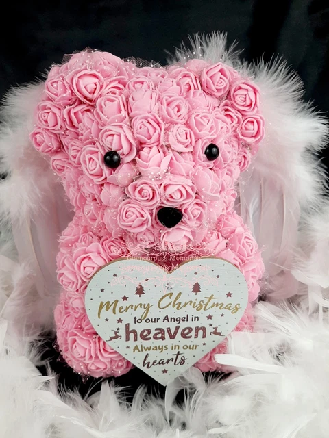 Angelo di Natale in cielo rosa orsacchiotto memoriale lato tomba nipote