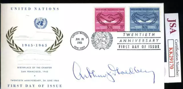 Arthur Goldberg JSA Coa Hand Signed Supreme Court Justice 1965 FDC Autograph