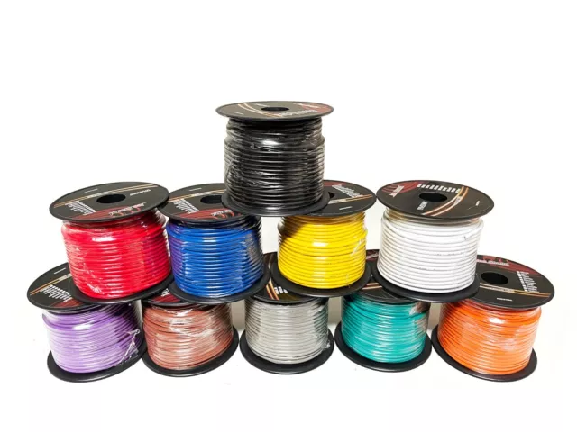 14 Gauge 10 Color 100Ft Each Roll Stranded Primary Wire Cable Indoor 12V 24V