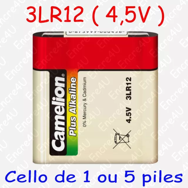 Pile Alcaline Plus version 3LR12 3R12 LR12 R12 MN1203 4,5V 4,5 volts x 1 ou x 5