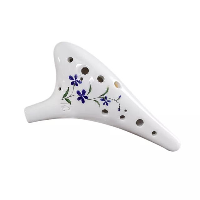 12 Holes Round Head Ceramic Ocarina Alto C Hand Painted Musical Instrument I7F5