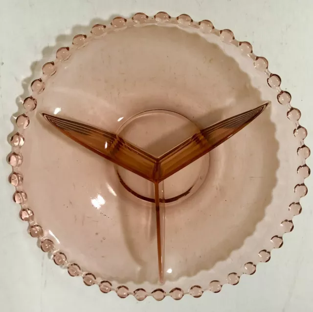 Antique Art Deco Vintage JOSEF INWALD Pink Depression Glass Divided Large Bowl