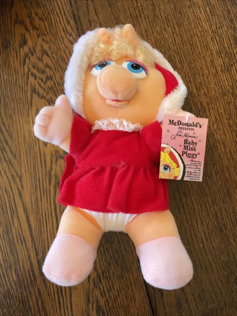 Vintage 1987 Miss Piggy Muppet Babies Christmas Plush W TAGS 8” McDonalds