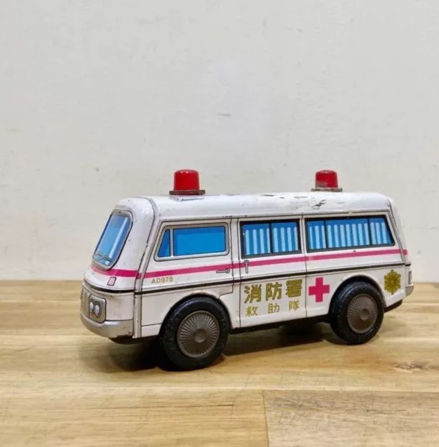 UENO Tin Ambulance Mini van Showa Retro Collection Toy made in Japan Friction