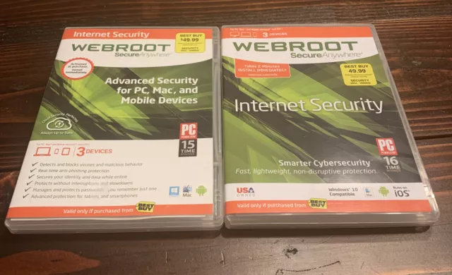 Lot Of 2: Webroot SecureAnywhere, Full Version Windows, Mac