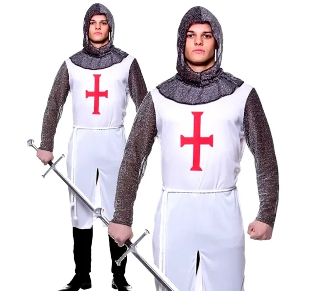 Adult CRUSADER KNIGHT Medieval Richard Lion Heart Fancy Dress Costume St Georges