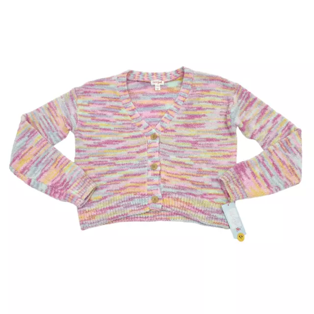 Cat & Jack Girls Size L 10/12 V-Neck Cardigan Knit Sweater Multicolor