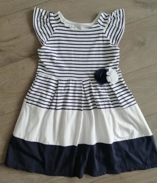 Mädchenkleid Gr 128 134 Made in ITALY Anno10 Kleid Weiß Blau Sommerkleid