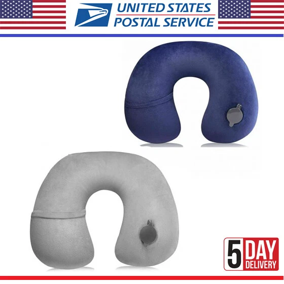 Air Inflatable Neck Support Pillow Cushion U Shape Comfort For Travel Car Flight