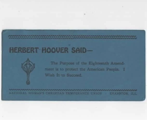 Prohibition  ink blotter c1930 18th Amendment  Evanston Illinois Temperance