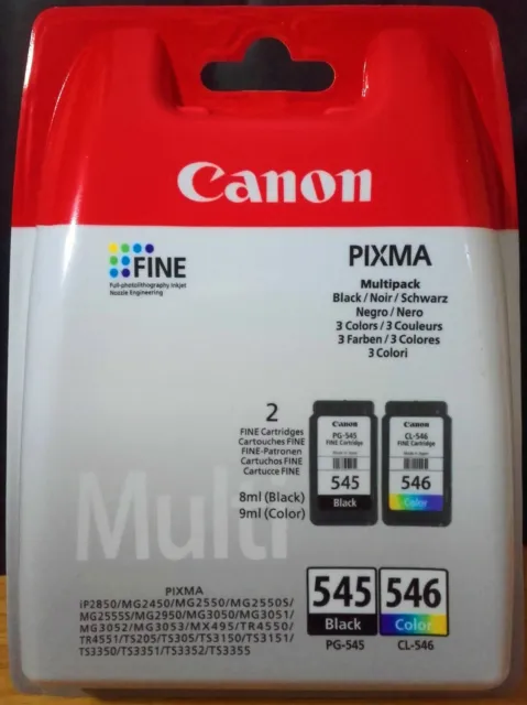 Canon Pg-545 + Cl-546 Multipack Originali 8287B005 Per Canon Pixma Mg2450 Mg2550