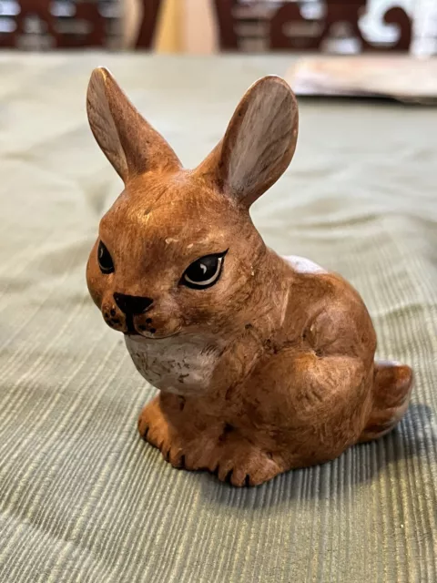 Cute Small Brown Bunny Rabbit Ceramic Figure Jan 84 On Bottom Chic Big Ears