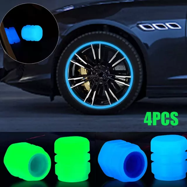 4* Luminous Car Wheel Tire Tyre Air Valve Stem Caps Screw Cover Auto Accessories