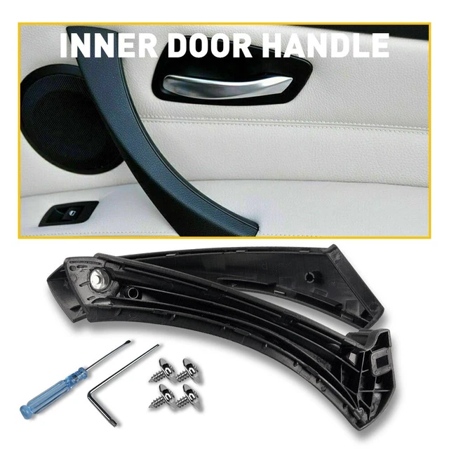 Black Right Side Inner Outer Door Panel Handle Pull Trim Cover for BMW E90 328i