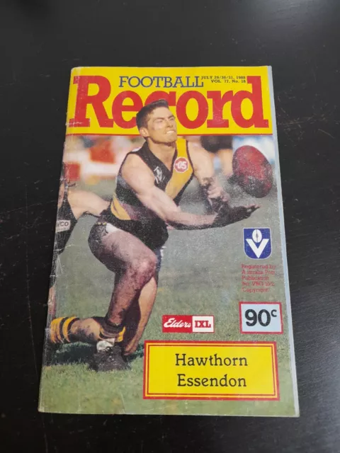 Vintage VFL Record  Hawks V Bombers July 1988