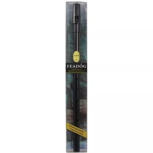 Feadog Brass D Irish Tin Whistle Pack in a Black Colour