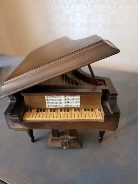Vintage Grans Piano With Stool Dolls House Furniture, Music Box