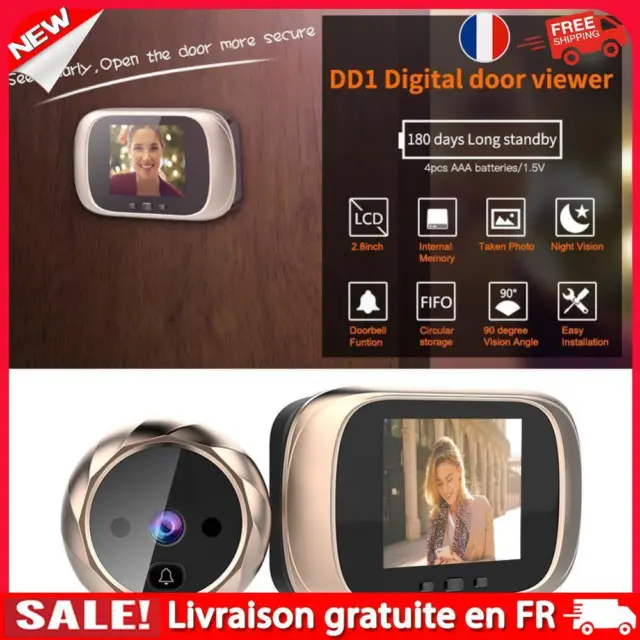 DD1 2.8 inch Digital Doorbell Door Peephole Camera Viewer Door Bell (Gold)