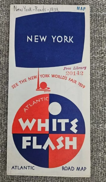 1939 Atlantic White Flash Quality Lubricants New York World's Fair Road Map