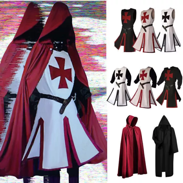 Herren Mittelalter Cosplay Roben Ritter Kreuzritter Surcoat Reenactment Kostüm