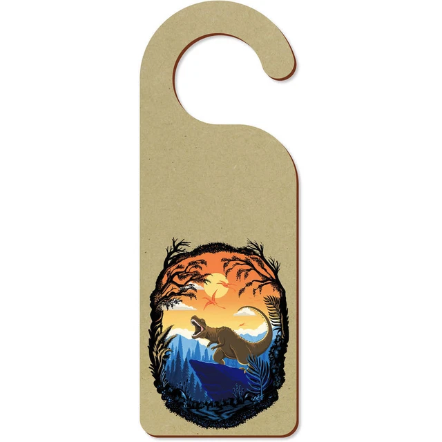 'Dinosaur Sunset' 200 mm x 72 mm colgador de puerta (DH00034858)