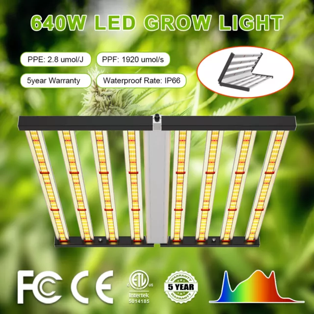 640W Dimmable Foldable LED Grow Light 6X6 Ft BAR Vertical Farmer Full Spectrum