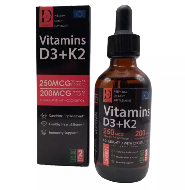 Vitamina D3 + K2 Gocce DOZ 60 ml - Formula ad Alto Dosaggio