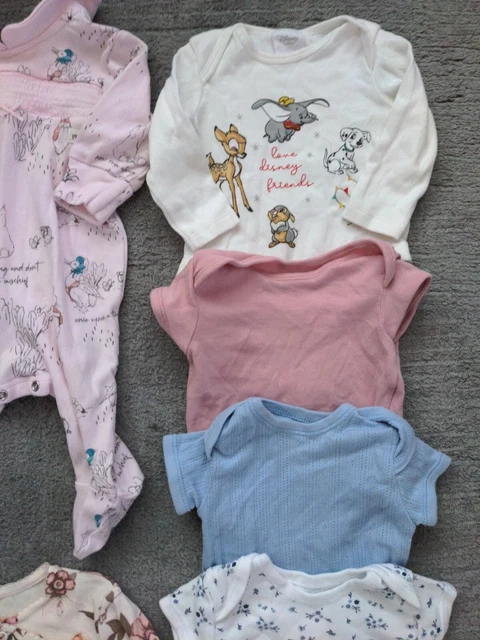 Massive bundle baby girls 0-3 months clothes sleepwear bedtime sleepsuits & vest 8