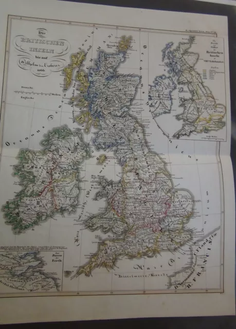 ALTCOLORIERTE KUPFERSTICHKARTE aus SPRUNER 1846 BRITISCHE INSELN bis 1066 TOP