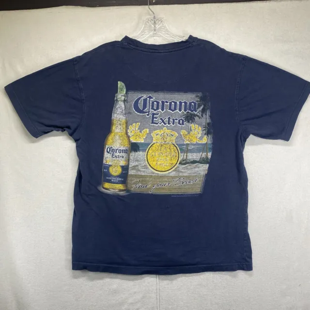 Corona Extra T Shirt Mens Medium Blue Beer Alcohol T Shirt Short Sleeve Thick