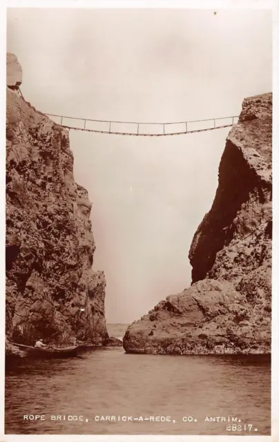 Carrick-A-Rede, Co. Antrim - Rope Bridge ~ An Old Real Photo Postcard #232057