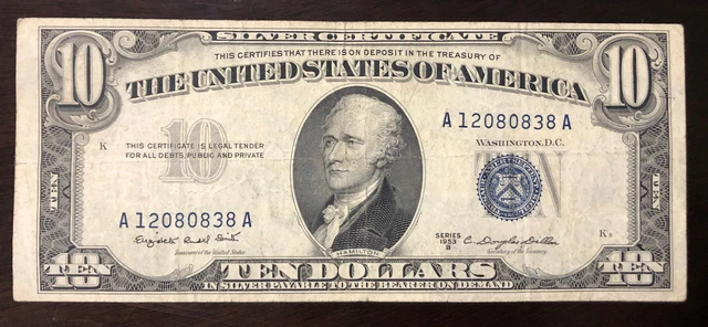 1953B $10 Silver Certificate Blue Seal
