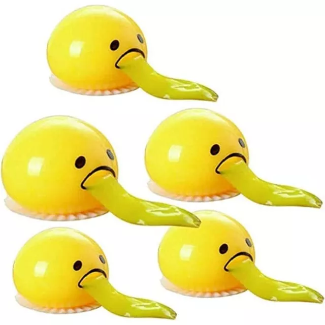 2PC Yellow Round Vomiting & Sucking Lazy Egg Yolk Slime Vent Stress Squeeze Ball 2