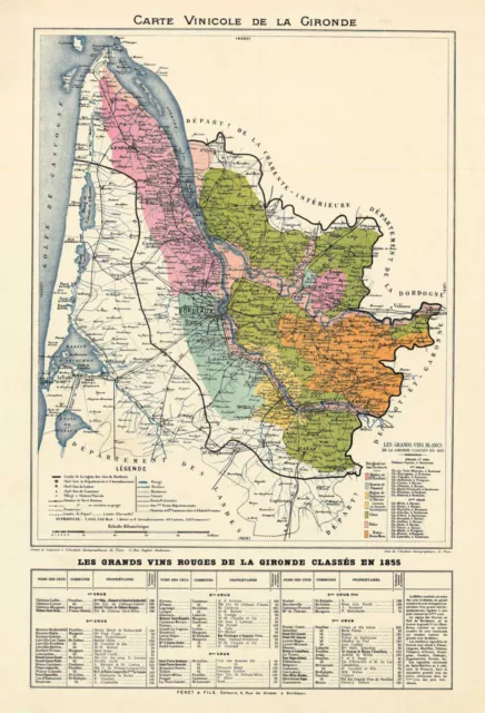 1855 Wine Regions Map of France Kitchen Decor French Wall Art Poster Print