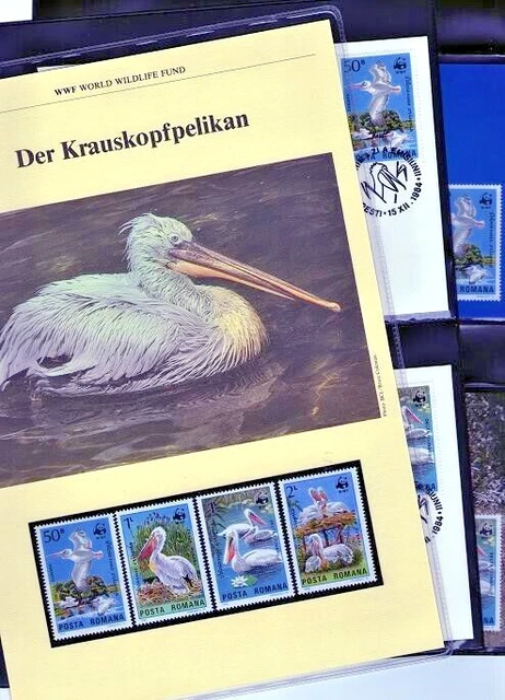 WWF 1984 Rumänien Der Krauskopfpelikan Mi.Nr. 4104-07 komplettes Kapitel