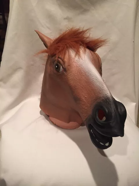 H4) Creepy Horse Head Latex Mask Face Rubber Mask for HaLLoWeeN