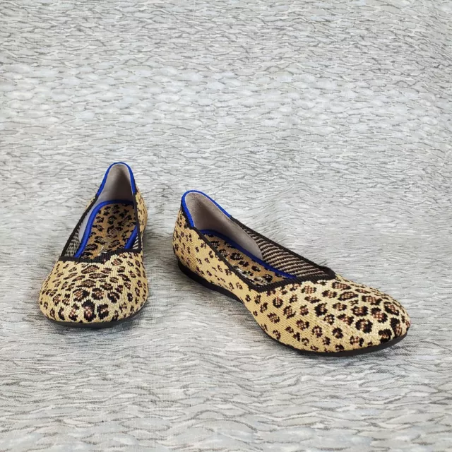 Rothy’s Sz 7.5 Round Toe Ballet Flats Cheetah Leopard Animal Print Comfort Shoes