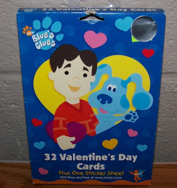 Valentines Day Cards (Box of 32) Nick JR Blues Clues Plus Sticker Sheet