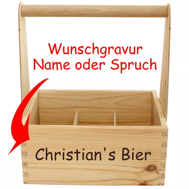 Bierträger mit Namen o. Spruch Gravur - Männerhandtasche aus Holz