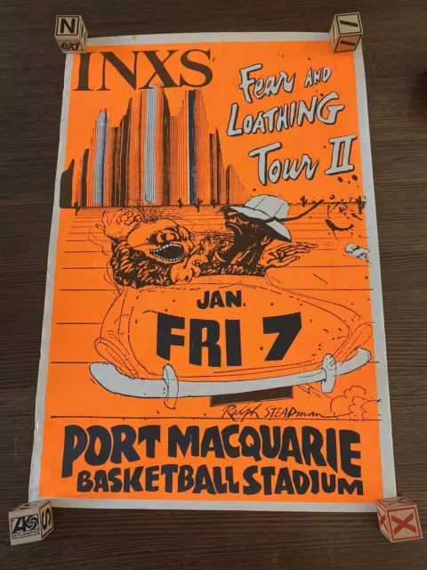 Inxs Tour Poster - Fear & Loathing Tour 2 1981 Port Macquarie Original 75x51cm