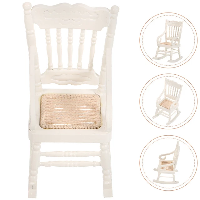 Amosfun 2 Pièces Maison De Poupée Miniature Chaises 1:12 Maison De Poupee Miniature Chaises 112 Maison De Poupee Chaises A Bascule Modele De Meubles En Bois De Noel Amz