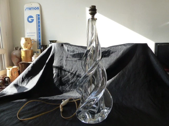 Grand Pied De Lampe En Verre Torsadé Murano - Design 1970 - Vintage