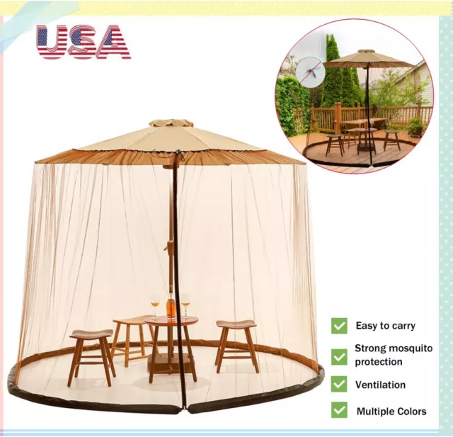 7-12FT Outdoor Umbrella Table Screen Cover Mosquito Bug Insect Net For Patio US