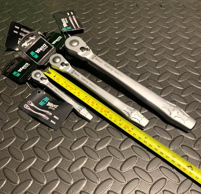 WERA 8004 1/4" 3/8" & 1/2"Zyklop  Switch Lever Reversible Metal Slim Ratchet Set