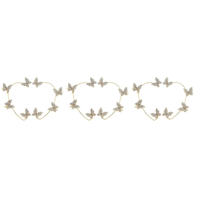 3 Pairs Butterflies Cuffs Women Girls Jewelry Rhinestone Ear Cuffs