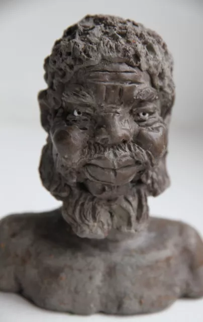 Rare H De Lan Zulu Man Clay Figure Bust Sculpture Art South Africa Ethnographic