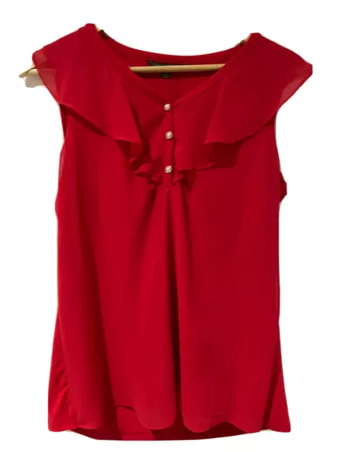 Liz Jordan Top Blouse  Red Sheer Overlay Sleeveless  Size 8