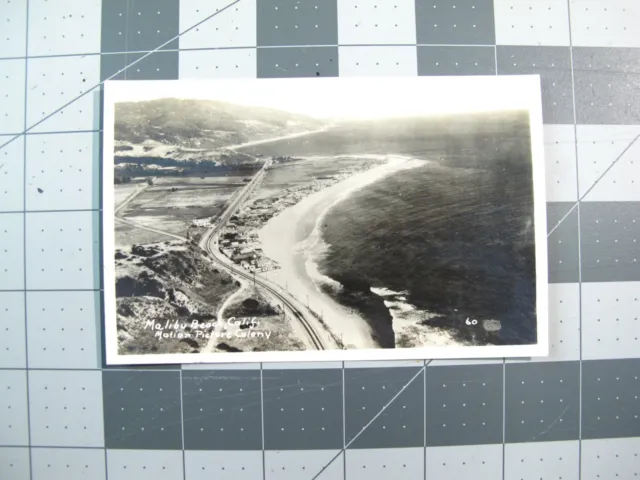 vtg 1940s RPPC postcard - Surfing Malibu Beach CA