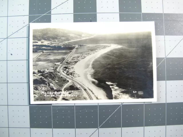 vtg 1940s RPPC postcard - Surfing Malibu Beach CA