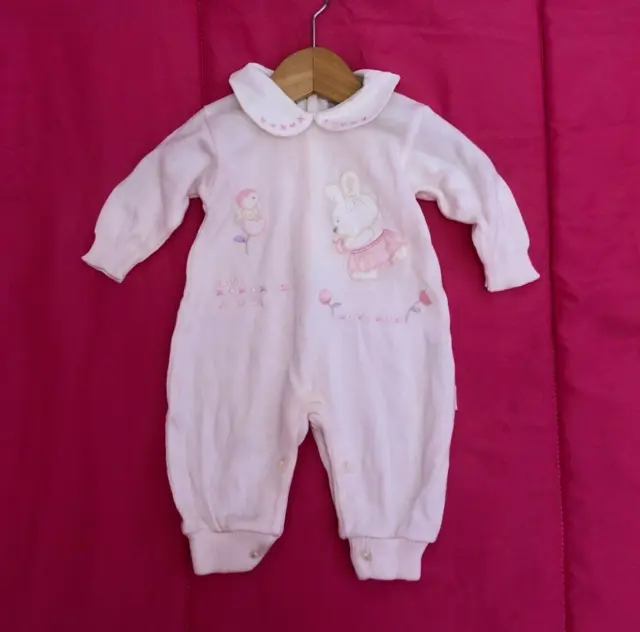 L'ORSETTO Tutina per bambina neonata rosa ricamata Tg 0 Mesi Cotone